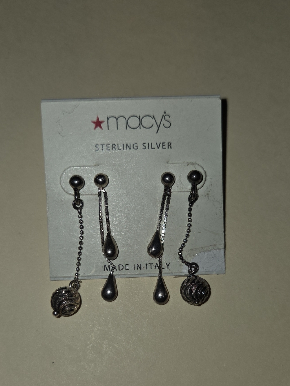 Macy's Sterling Silver Drop & Teardrop Dangle Earring Set - Silver